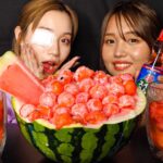 【ASMR】女子2人で巨大スイカを食べる🍉🍉【Eating Sounds】Watermelon🍉🍉