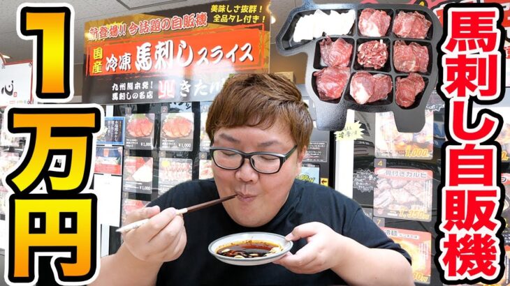 【大食い】1万円で大人気の馬刺し自販機の全種類大食いに挑戦したら激ウマでヤバすぎたwww