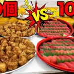 【大食い】たこ焼き100個と寿司100貫どっちが早く食べれるか！？