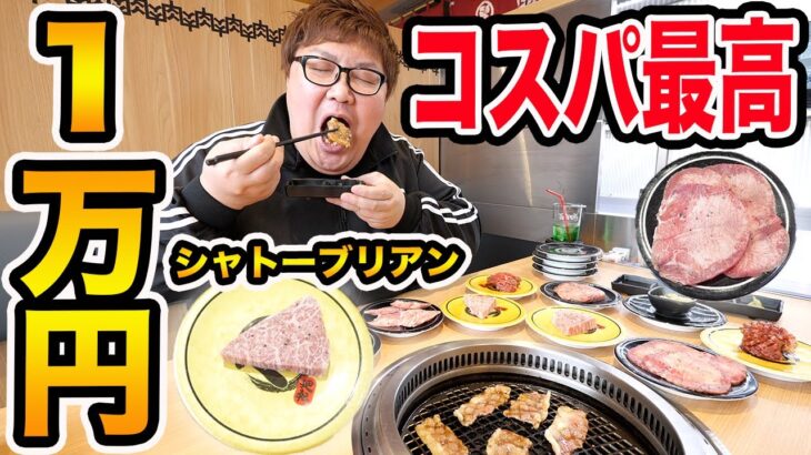 【大食い】コスパ最高の回転焼肉で1万円爆食いに挑戦したらシャトーブリアンや高級和牛が食べれて幸せすぎたwww