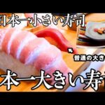 【衝撃】日本一大きい寿司と日本一小さい寿司を比べたらどっちも激ヤバだったww