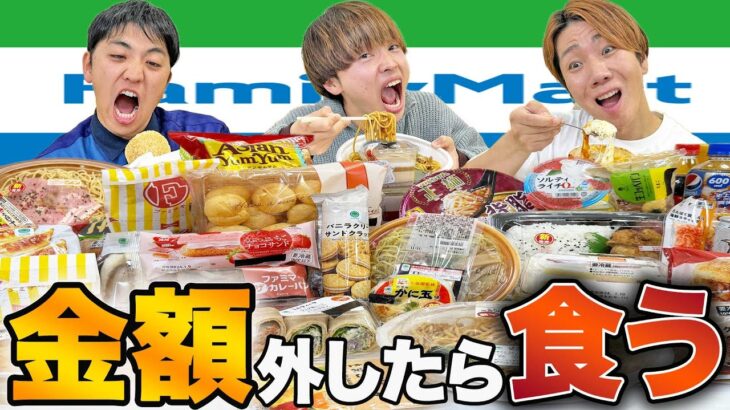 コンビニの新商品の値段一番ハズれた人が大食いし続けろ！1万円食べ切るまで帰れません！【カレー、ラーメン、肉、チーズ、チョコ】